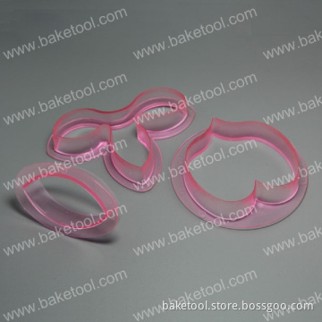 Orichid Pansy Flower Cake Press Mold Cake Stamp Set in Transperant Pink